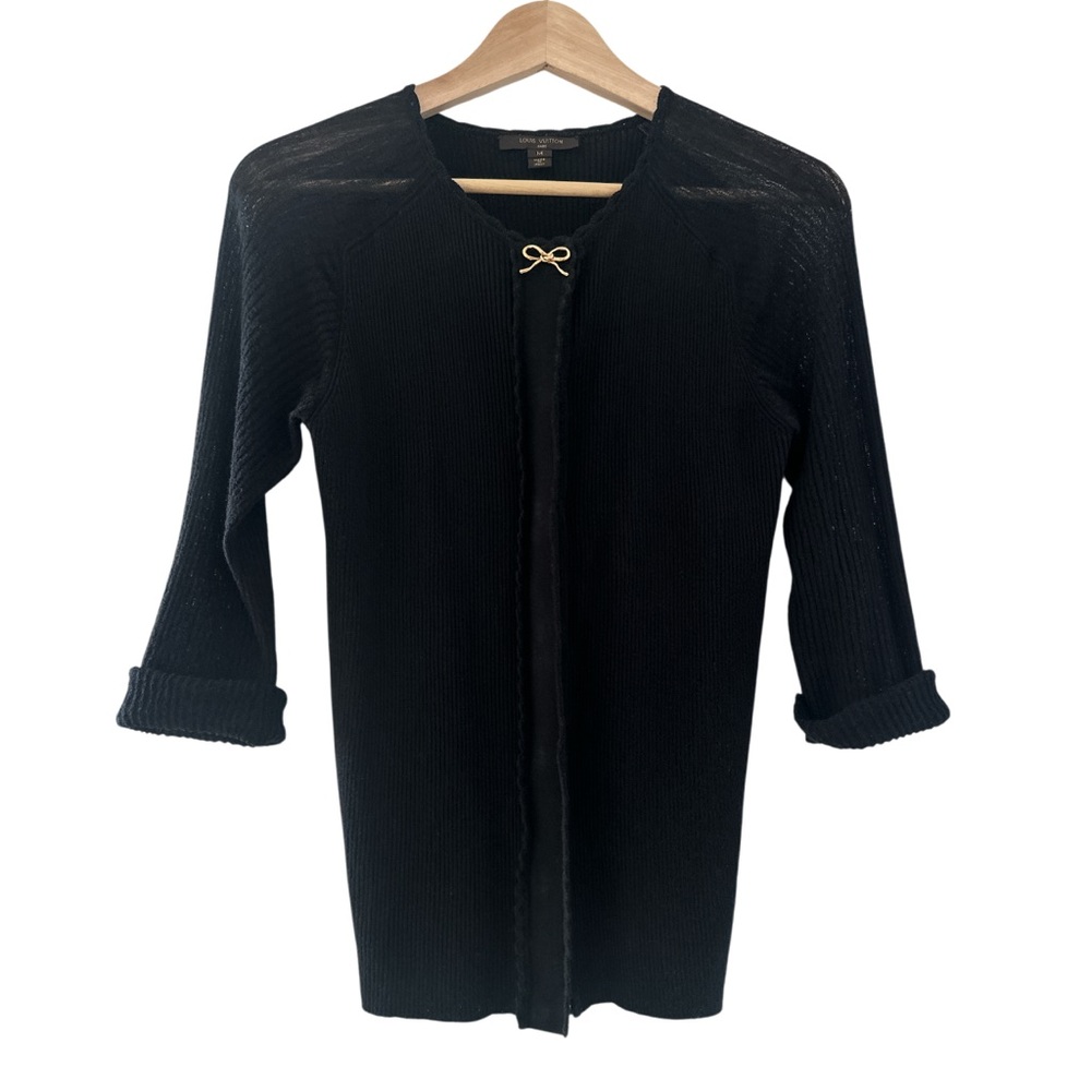 Louis Vuitton Women’s Black Knit Cardigan with gold bow Size M